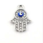 dije de mano de fátima plateada con brillantes