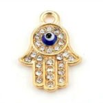 Dije de mano de fátima dorada con brillantes