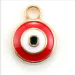 Dije de ojo turco dorado con rojo