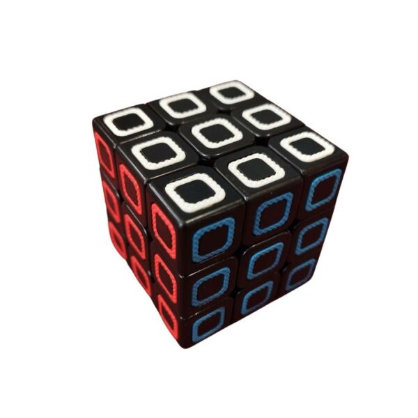 Cubo 3x3 negro con colores en relieve