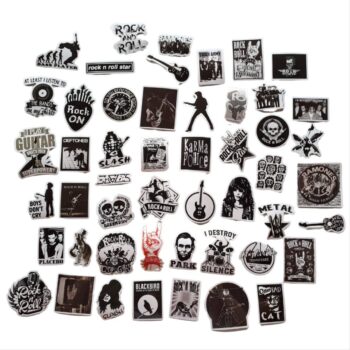 Stickers de rock blanco y negro 50pcs