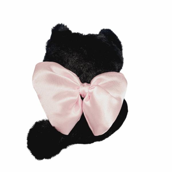 Llavero de peluche de gatito oscuro con lacito - Imagen 2