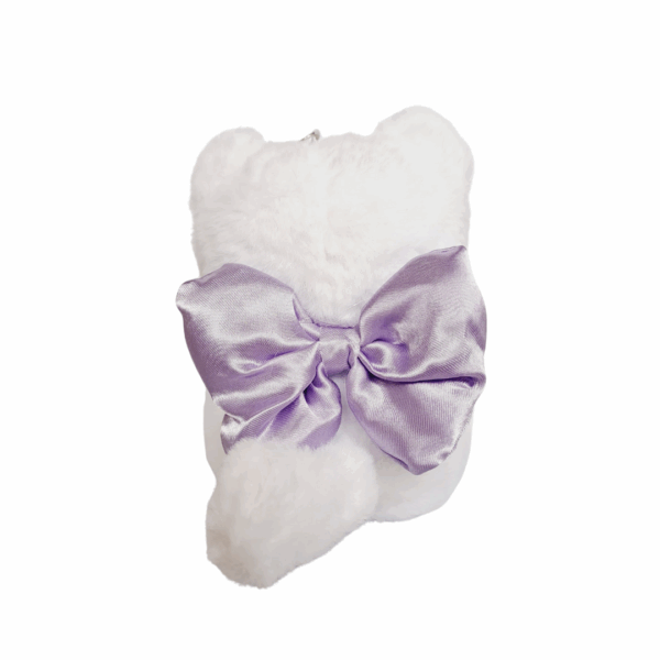 Llavero de peluche de gatito blanco con lacito - Imagen 2